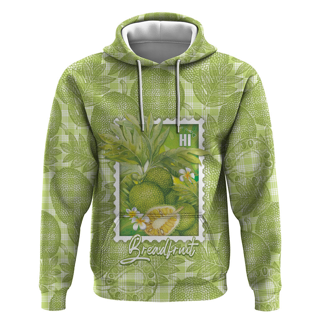 Aloha Hawaii Ulu Palaka Motifs Zip Hoodie Hawaiian Breadfruit Stylized Stamp LT14 Pullover Hoodie Green - Polynesian Pride