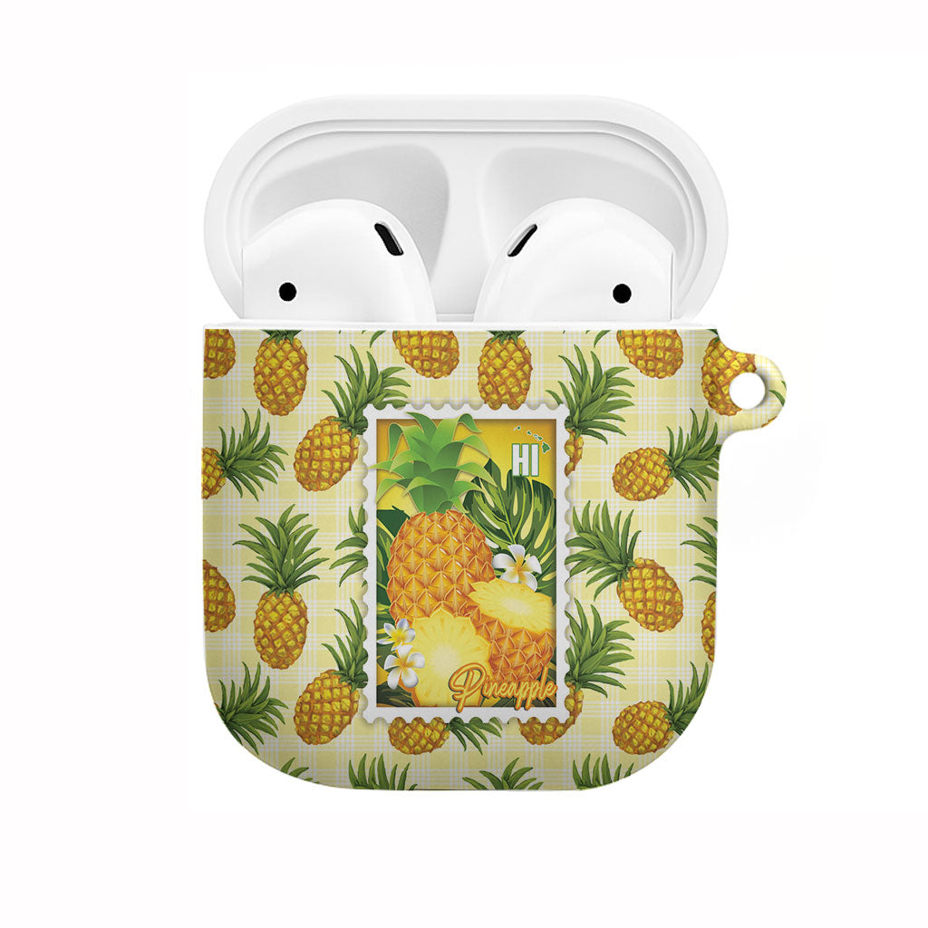 Aloha Hawaii Hala Kahiki Palaka Motifs AirPods Case Hawaiian Pineapple Stylized Stamp LT14 Yellow - Polynesian Pride