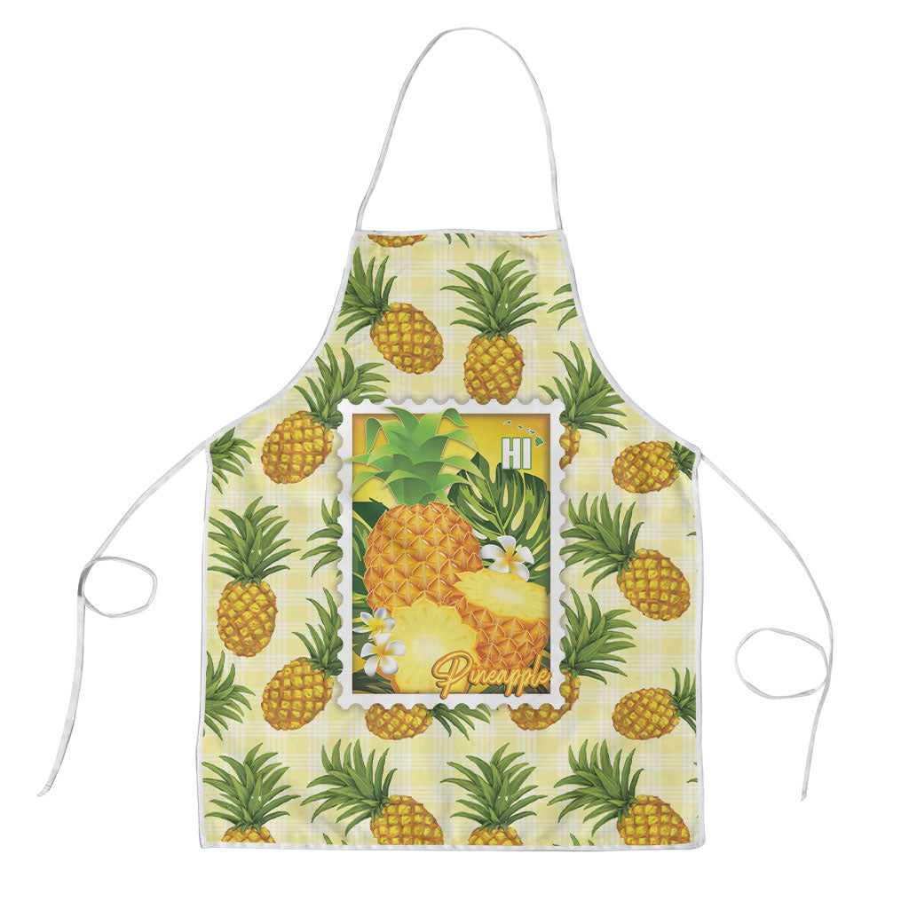 Aloha Hawaii Hala Kahiki Palaka Motifs Apron Hawaiian Pineapple Stylized Stamp LT14 Yellow - Polynesian Pride