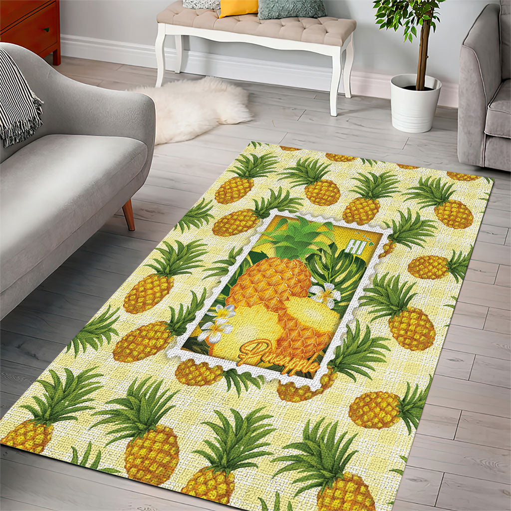 Aloha Hawaii Hala Kahiki Palaka Motifs Area Rug Hawaiian Pineapple Stylized Stamp LT14 - Polynesian Pride
