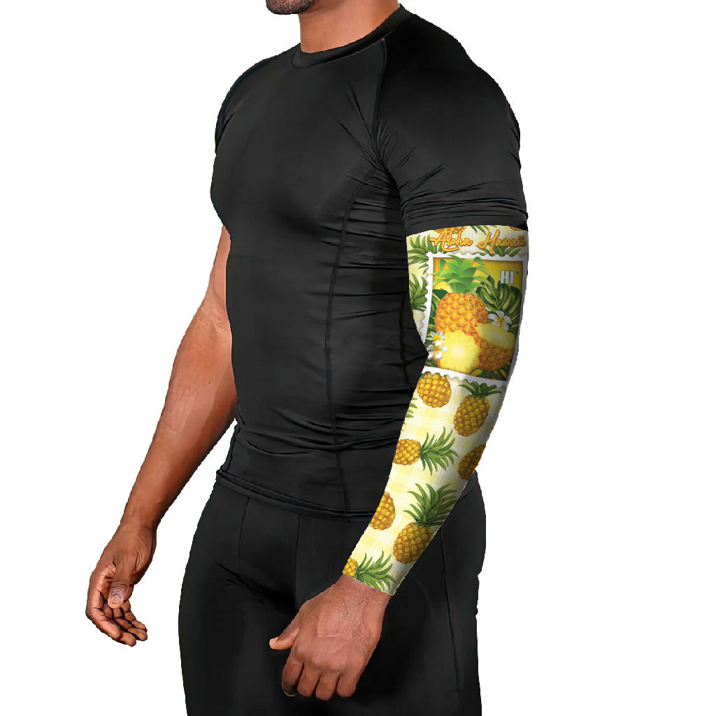 Aloha Hawaii Hala Kahiki Palaka Motifs Arm Sleeves Hawaiian Pineapple Stylized Stamp LT14 - Polynesian Pride