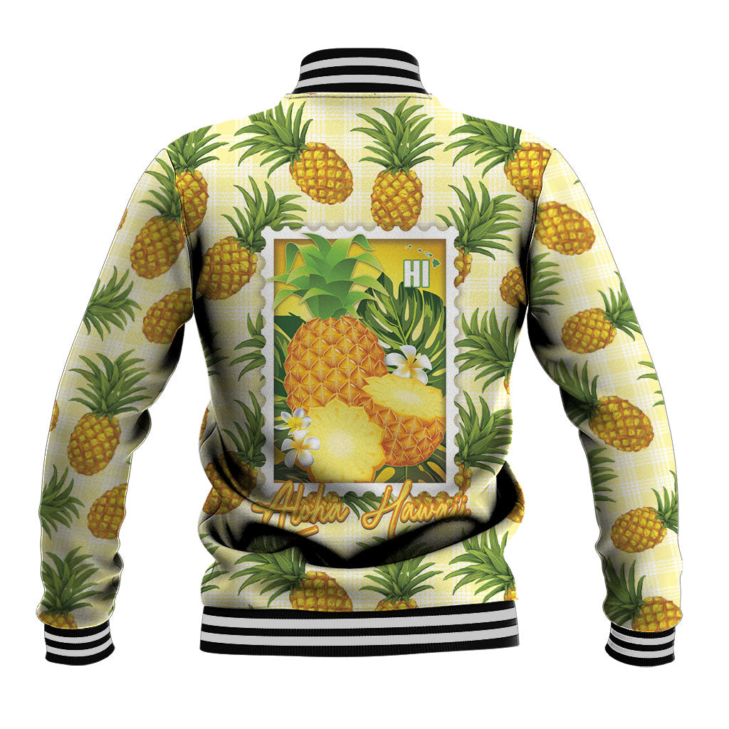 Aloha Hawaii Hala Kahiki Palaka Motifs Baseball Jacket Hawaiian Pineapple Stylized Stamp LT14 - Polynesian Pride