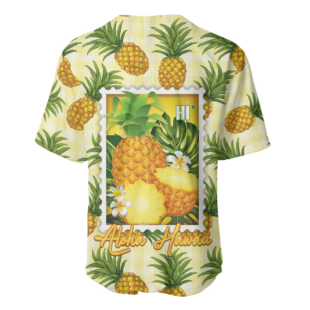 Aloha Hawaii Hala Kahiki Palaka Motifs Baseball Jersey Hawaiian Pineapple Stylized Stamp LT14 - Polynesian Pride