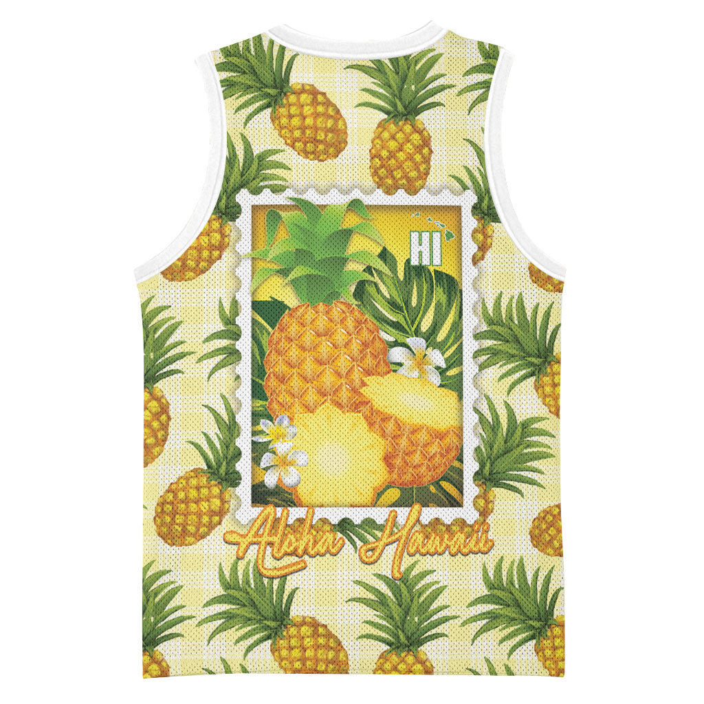 Aloha Hawaii Hala Kahiki Palaka Motifs Basketball Jersey Hawaiian Pineapple Stylized Stamp LT14 - Polynesian Pride