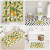 Aloha Hawaii Hala Kahiki Palaka Motifs Bathroom Set Hawaiian Pineapple Stylized Stamp LT14 - Polynesian Pride