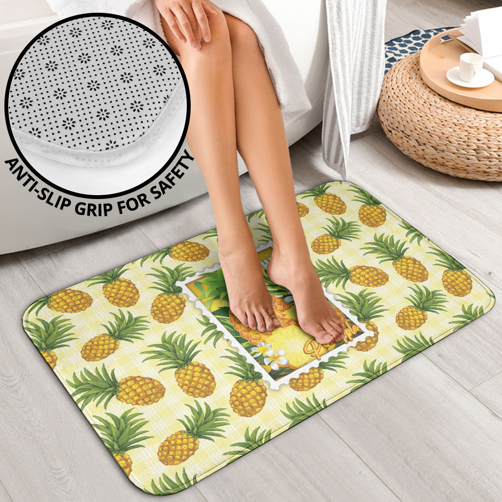 Aloha Hawaii Hala Kahiki Palaka Motifs Bathroom Set Hawaiian Pineapple Stylized Stamp LT14 - Polynesian Pride