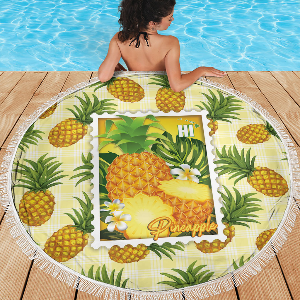 Aloha Hawaii Hala Kahiki Palaka Motifs Beach Blanket Hawaiian Pineapple Stylized Stamp LT14 - Polynesian Pride