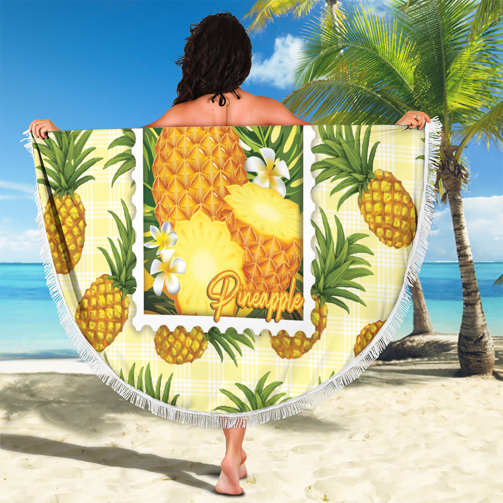 Aloha Hawaii Hala Kahiki Palaka Motifs Beach Blanket Hawaiian Pineapple Stylized Stamp LT14 - Polynesian Pride