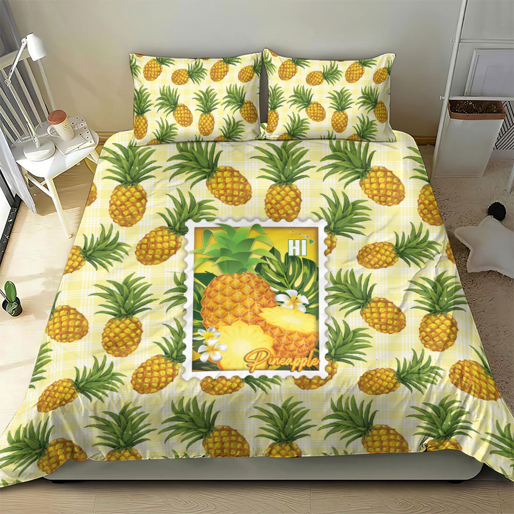 Aloha Hawaii Hala Kahiki Palaka Motifs Bedding Set Hawaiian Pineapple Stylized Stamp LT14 - Polynesian Pride