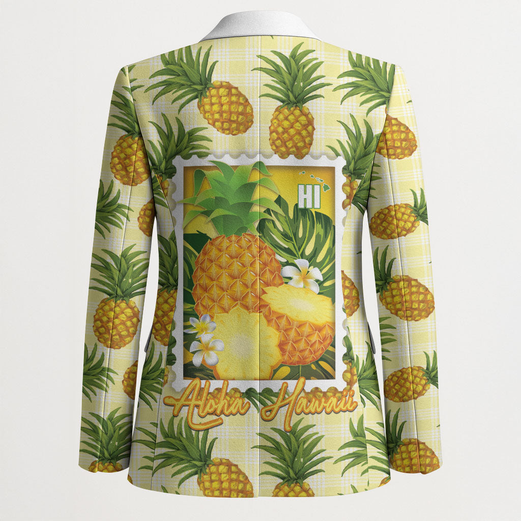 Aloha Hawaii Hala Kahiki Palaka Motifs Blazer Hawaiian Pineapple Stylized Stamp LT14 - Polynesian Pride