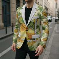 Aloha Hawaii Hala Kahiki Palaka Motifs Blazer Hawaiian Pineapple Stylized Stamp LT14 - Polynesian Pride