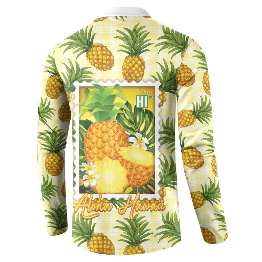 Aloha Hawaii Hala Kahiki Palaka Motifs Button Sweatshirt Hawaiian Pineapple Stylized Stamp LT14 - Polynesian Pride