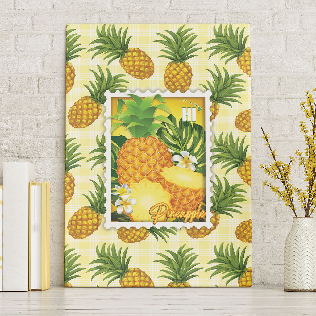 Aloha Hawaii Hala Kahiki Palaka Motifs Canvas Wall Art Hawaiian Pineapple Stylized Stamp