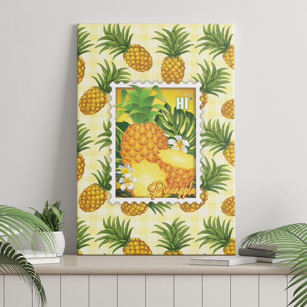 Aloha Hawaii Hala Kahiki Palaka Motifs Canvas Wall Art Hawaiian Pineapple Stylized Stamp LT14 - Polynesian Pride