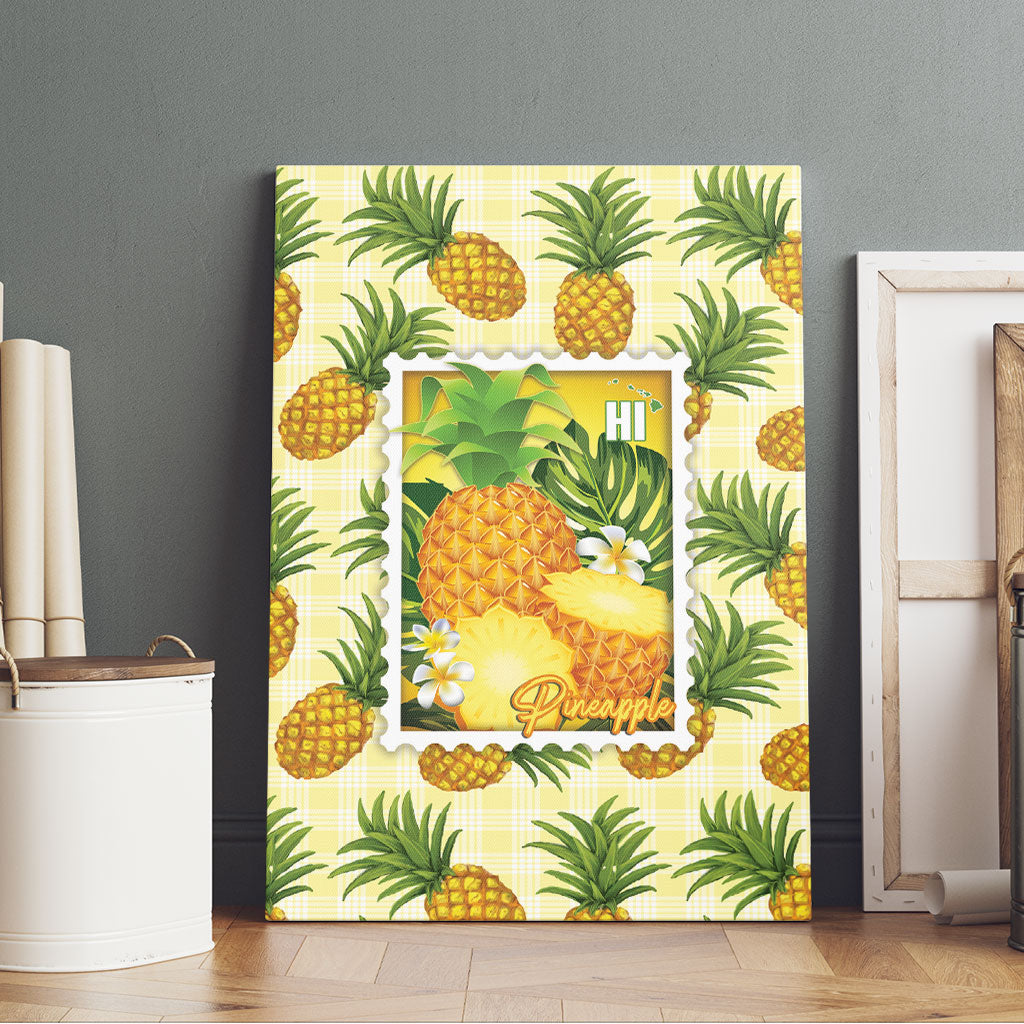 Aloha Hawaii Hala Kahiki Palaka Motifs Canvas Wall Art Hawaiian Pineapple Stylized Stamp LT14 - Polynesian Pride