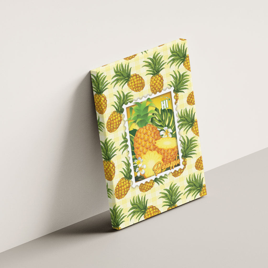 Aloha Hawaii Hala Kahiki Palaka Motifs Canvas Wall Art Hawaiian Pineapple Stylized Stamp LT14 - Polynesian Pride