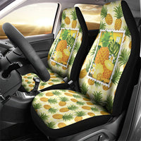 Aloha Hawaii Hala Kahiki Palaka Motifs Car Seat Cover Hawaiian Pineapple Stylized Stamp LT14 - Polynesian Pride