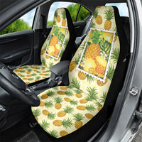 Aloha Hawaii Hala Kahiki Palaka Motifs Car Seat Cover Hawaiian Pineapple Stylized Stamp LT14 - Polynesian Pride