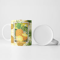 Aloha Hawaii Hala Kahiki Palaka Motifs Ceramic Mug Hawaiian Pineapple Stylized Stamp LT14 - Polynesian Pride