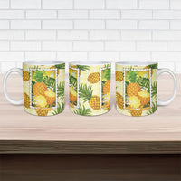 Aloha Hawaii Hala Kahiki Palaka Motifs Ceramic Mug Hawaiian Pineapple Stylized Stamp LT14 - Polynesian Pride