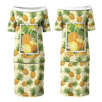 Aloha Hawaii Hala Kahiki Palaka Motifs Couples Matching Puletasi and Hawaiian Shirt Hawaiian Pineapple Stylized Stamp LT14 - Polynesian Pride