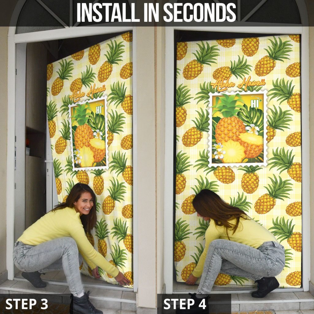 Aloha Hawaii Hala Kahiki Palaka Motifs Door Cover Hawaiian Pineapple Stylized Stamp LT14 - Polynesian Pride