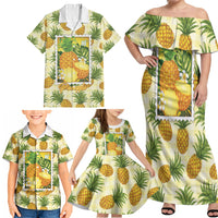 Aloha Hawaii Hala Kahiki Palaka Motifs Family Matching Off Shoulder Maxi Dress and Hawaiian Shirt Hawaiian Pineapple Stylized Stamp LT14 - Polynesian Pride