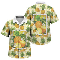 Aloha Hawaii Hala Kahiki Palaka Motifs Family Matching Off Shoulder Maxi Dress and Hawaiian Shirt Hawaiian Pineapple Stylized Stamp LT14 Son's Shirt Yellow - Polynesian Pride