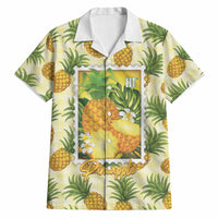 Aloha Hawaii Hala Kahiki Palaka Motifs Hawaiian Shirt Hawaiian Pineapple Stylized Stamp LT14 Yellow - Polynesian Pride