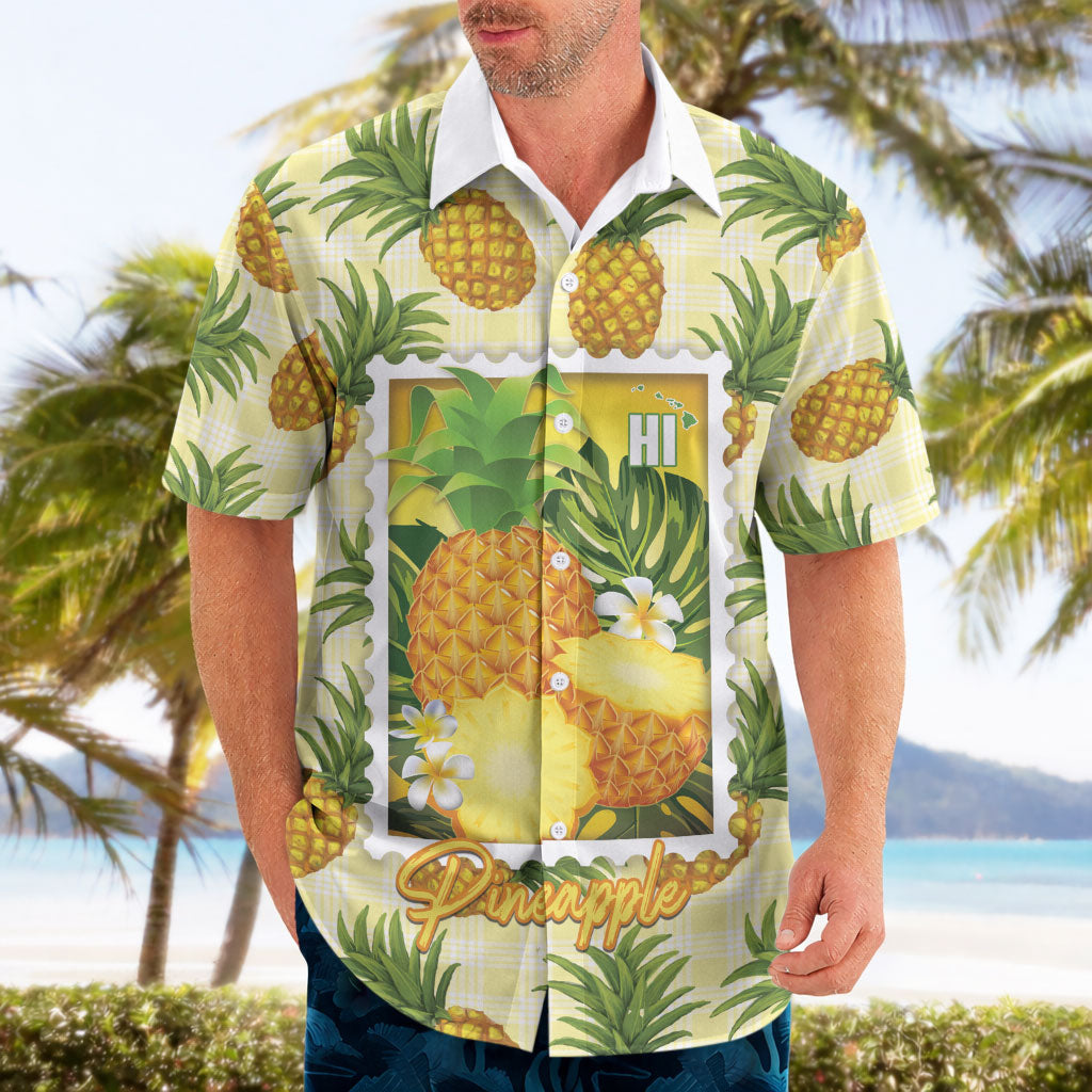 Aloha Hawaii Hala Kahiki Palaka Motifs Hawaiian Shirt Hawaiian Pineapple Stylized Stamp LT14 - Polynesian Pride