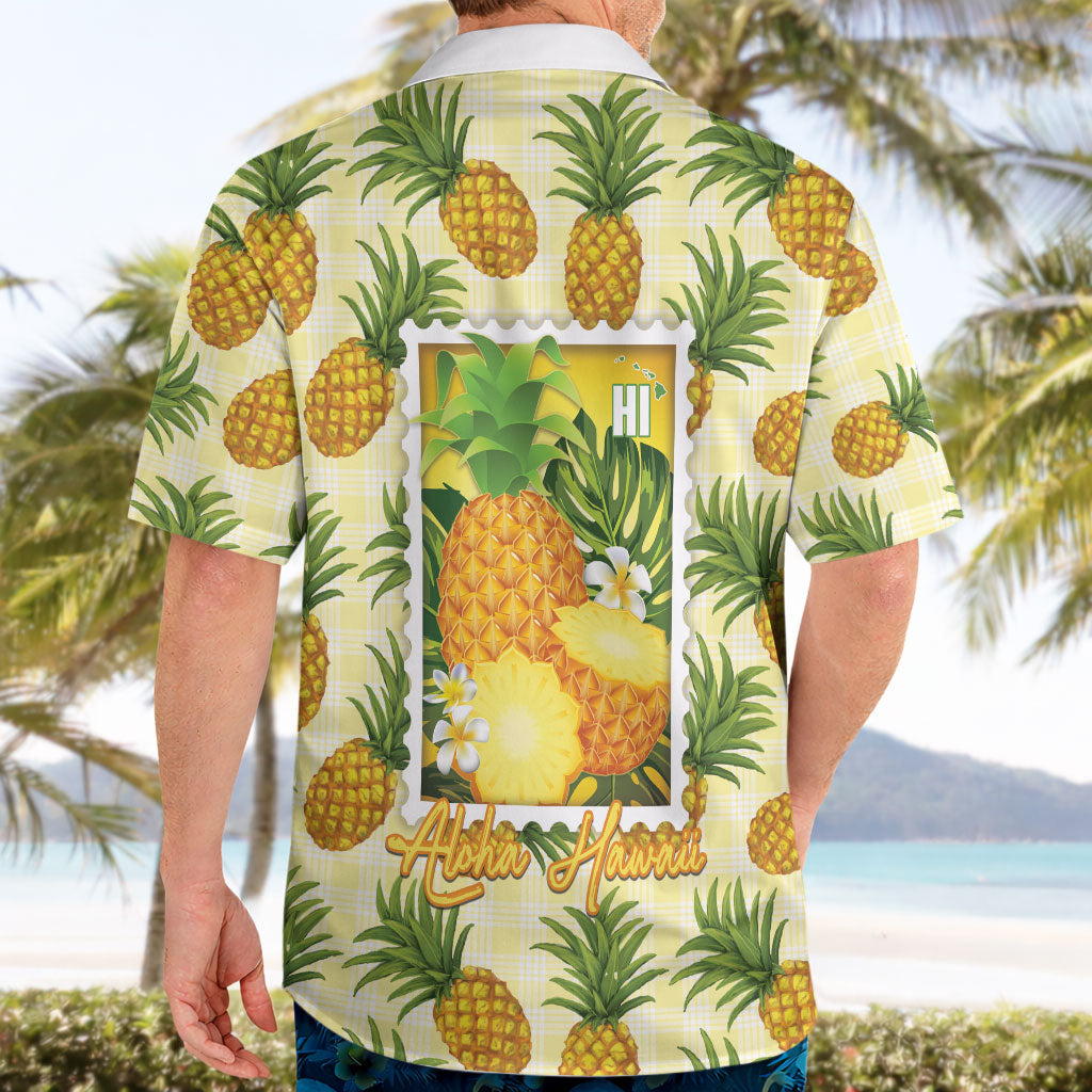 Aloha Hawaii Hala Kahiki Palaka Motifs Hawaiian Shirt Hawaiian Pineapple Stylized Stamp LT14 - Polynesian Pride
