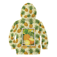 Aloha Hawaii Hala Kahiki Palaka Motifs Kid Hoodie Hawaiian Pineapple Stylized Stamp LT14 - Polynesian Pride