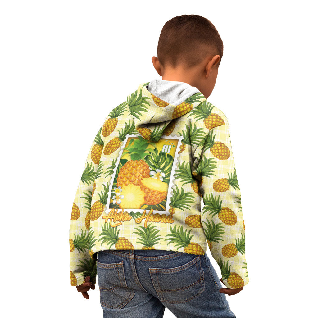 Aloha Hawaii Hala Kahiki Palaka Motifs Kid Hoodie Hawaiian Pineapple Stylized Stamp LT14 - Polynesian Pride