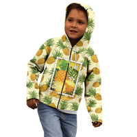 Aloha Hawaii Hala Kahiki Palaka Motifs Kid Hoodie Hawaiian Pineapple Stylized Stamp LT14 - Polynesian Pride