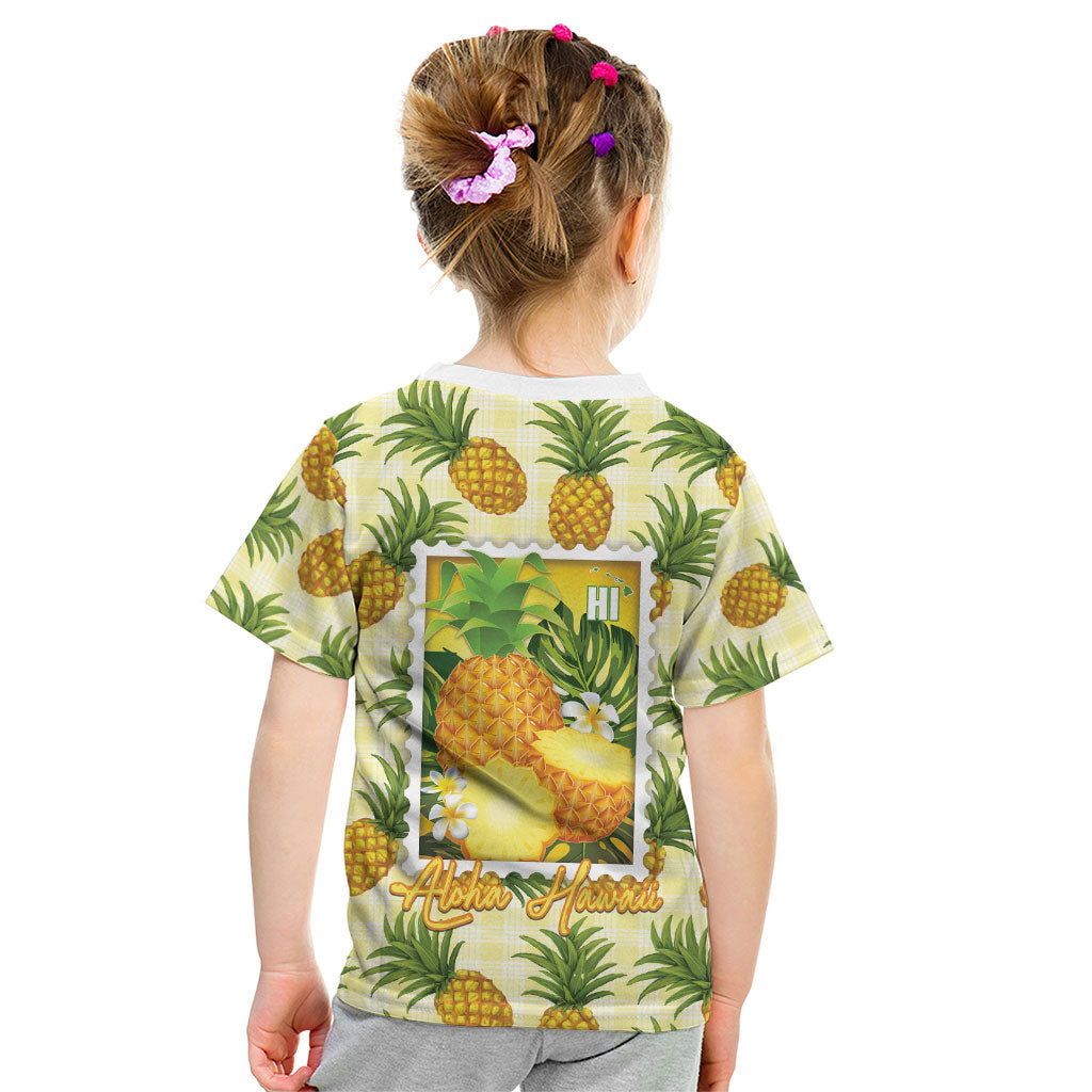Aloha Hawaii Hala Kahiki Palaka Motifs Kid T Shirt Hawaiian Pineapple Stylized Stamp LT14 - Polynesian Pride
