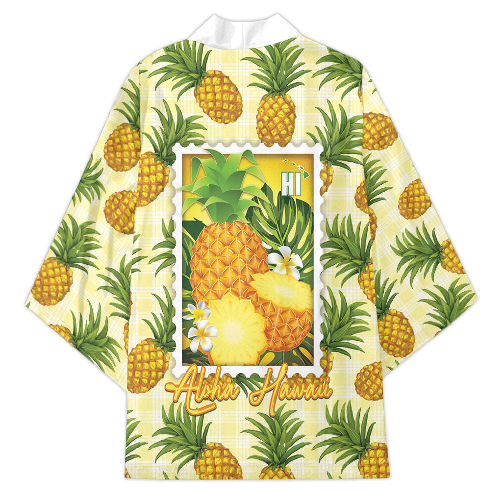 Aloha Hawaii Hala Kahiki Palaka Motifs Kimono Hawaiian Pineapple Stylized Stamp LT14 - Polynesian Pride