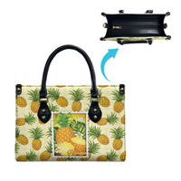 Aloha Hawaii Hala Kahiki Palaka Motifs Leather Bag Hawaiian Pineapple Stylized Stamp LT14 - Polynesian Pride