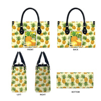 Aloha Hawaii Hala Kahiki Palaka Motifs Leather Bag Hawaiian Pineapple Stylized Stamp LT14 - Polynesian Pride