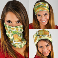 Aloha Hawaii Hala Kahiki Palaka Motifs Neck Gaiter Hawaiian Pineapple Stylized Stamp LT14 - Polynesian Pride