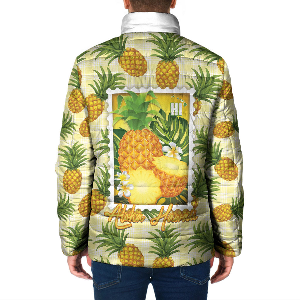 Aloha Hawaii Hala Kahiki Palaka Motifs Padded Jacket Hawaiian Pineapple Stylized Stamp LT14 - Polynesian Pride