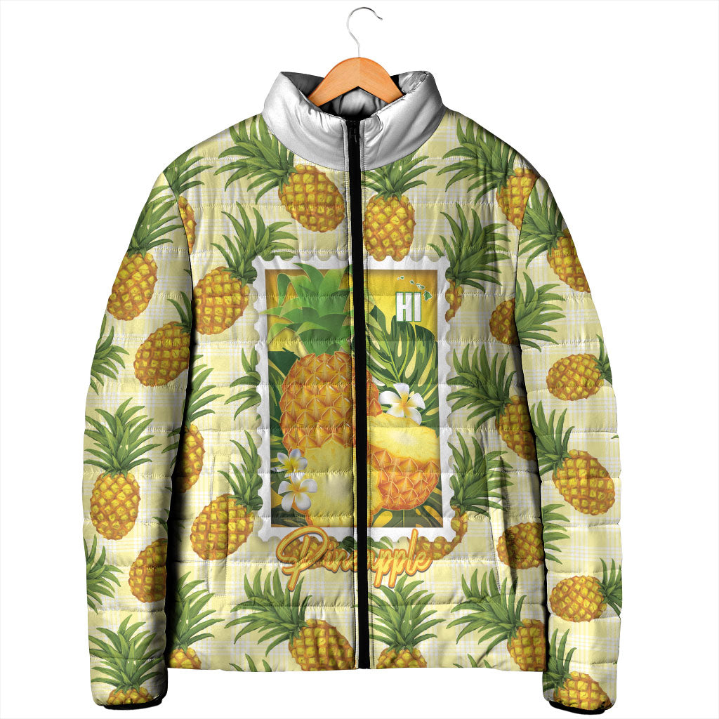 Aloha Hawaii Hala Kahiki Palaka Motifs Padded Jacket Hawaiian Pineapple Stylized Stamp LT14 - Polynesian Pride