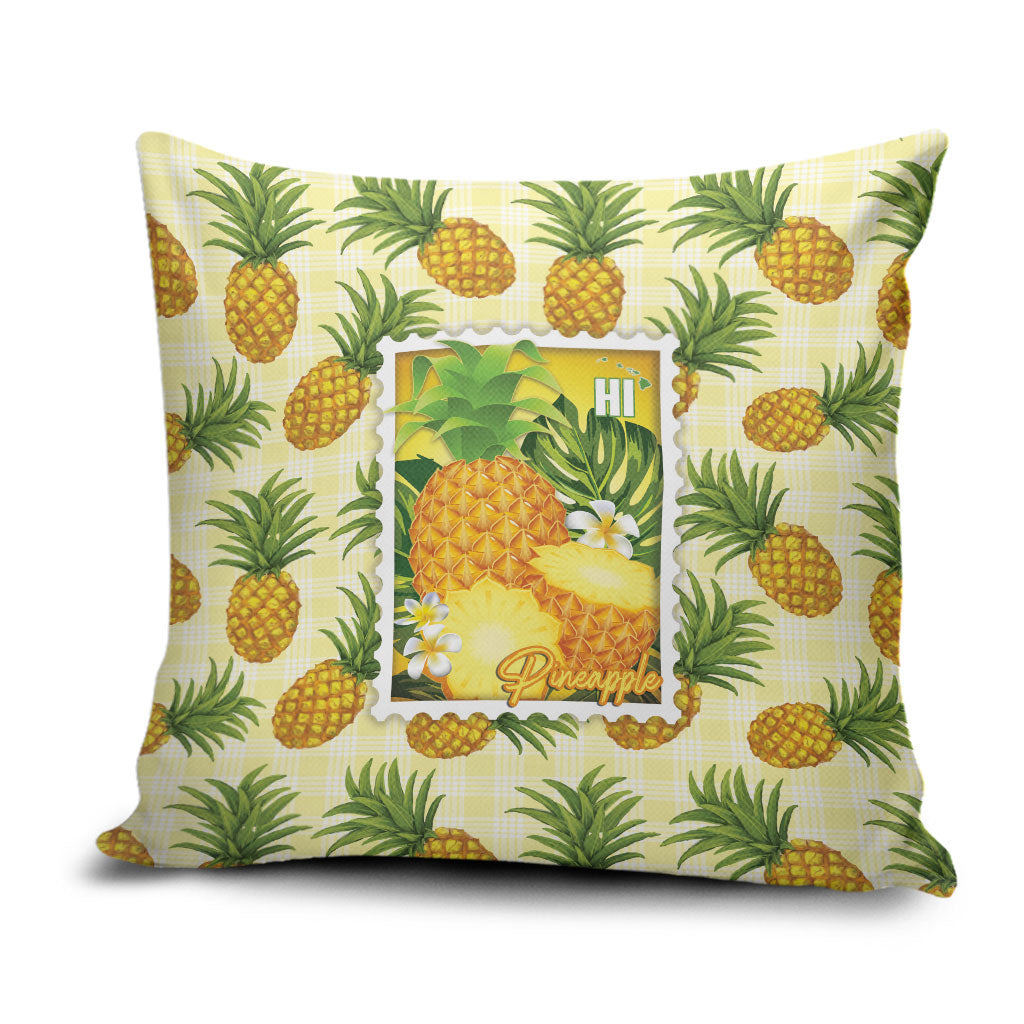 Aloha Hawaii Hala Kahiki Palaka Motifs Pillow Cover Hawaiian Pineapple Stylized Stamp LT14 Yellow - Polynesian Pride