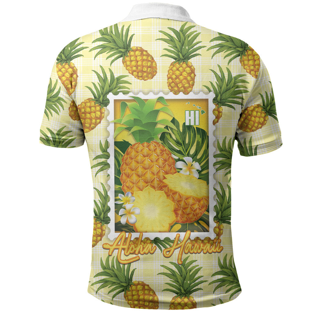 Aloha Hawaii Hala Kahiki Palaka Motifs Polo Shirt Hawaiian Pineapple Stylized Stamp LT14 - Polynesian Pride