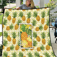 Aloha Hawaii Hala Kahiki Palaka Motifs Quilt Hawaiian Pineapple Stylized Stamp LT14 Yellow - Polynesian Pride