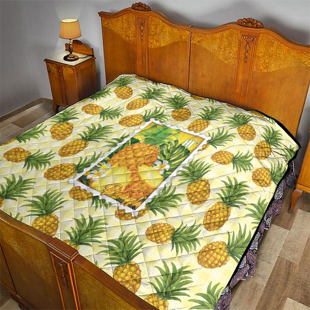 Aloha Hawaii Hala Kahiki Palaka Motifs Quilt Hawaiian Pineapple Stylized Stamp LT14 - Polynesian Pride