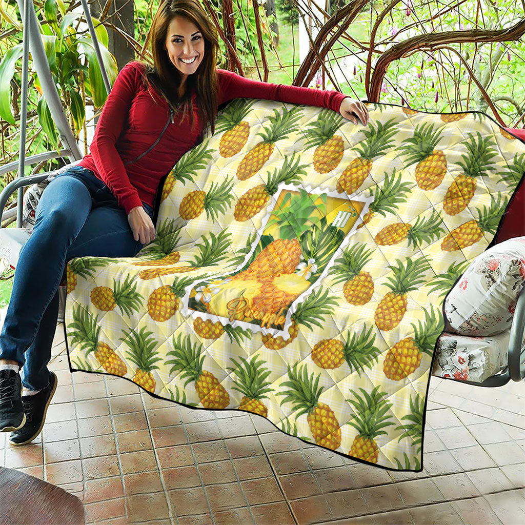 Aloha Hawaii Hala Kahiki Palaka Motifs Quilt Hawaiian Pineapple Stylized Stamp LT14 - Polynesian Pride