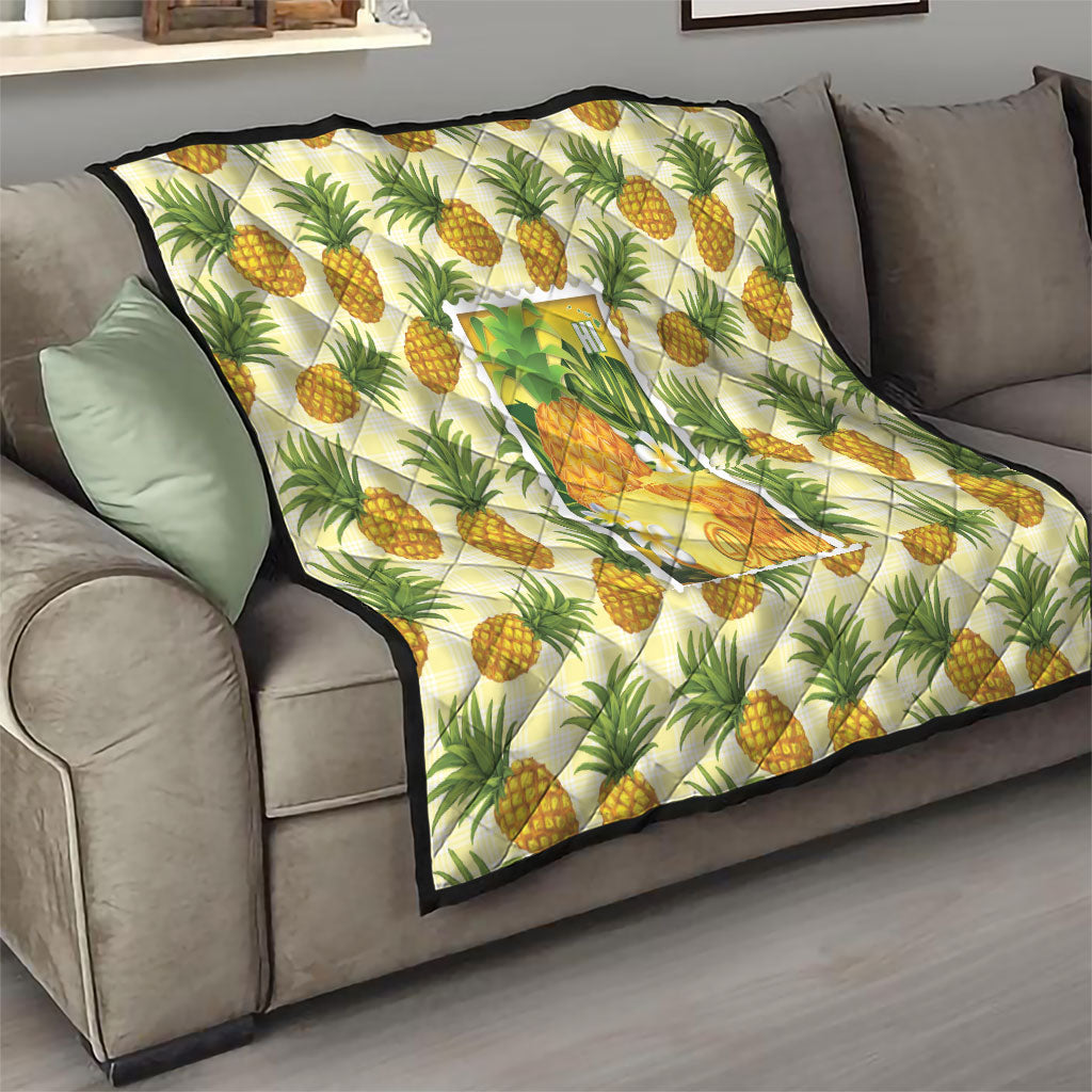 Aloha Hawaii Hala Kahiki Palaka Motifs Quilt Hawaiian Pineapple Stylized Stamp LT14 - Polynesian Pride