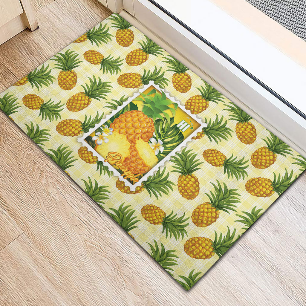 Aloha Hawaii Hala Kahiki Palaka Motifs Rubber Doormat Hawaiian Pineapple Stylized Stamp LT14 - Polynesian Pride