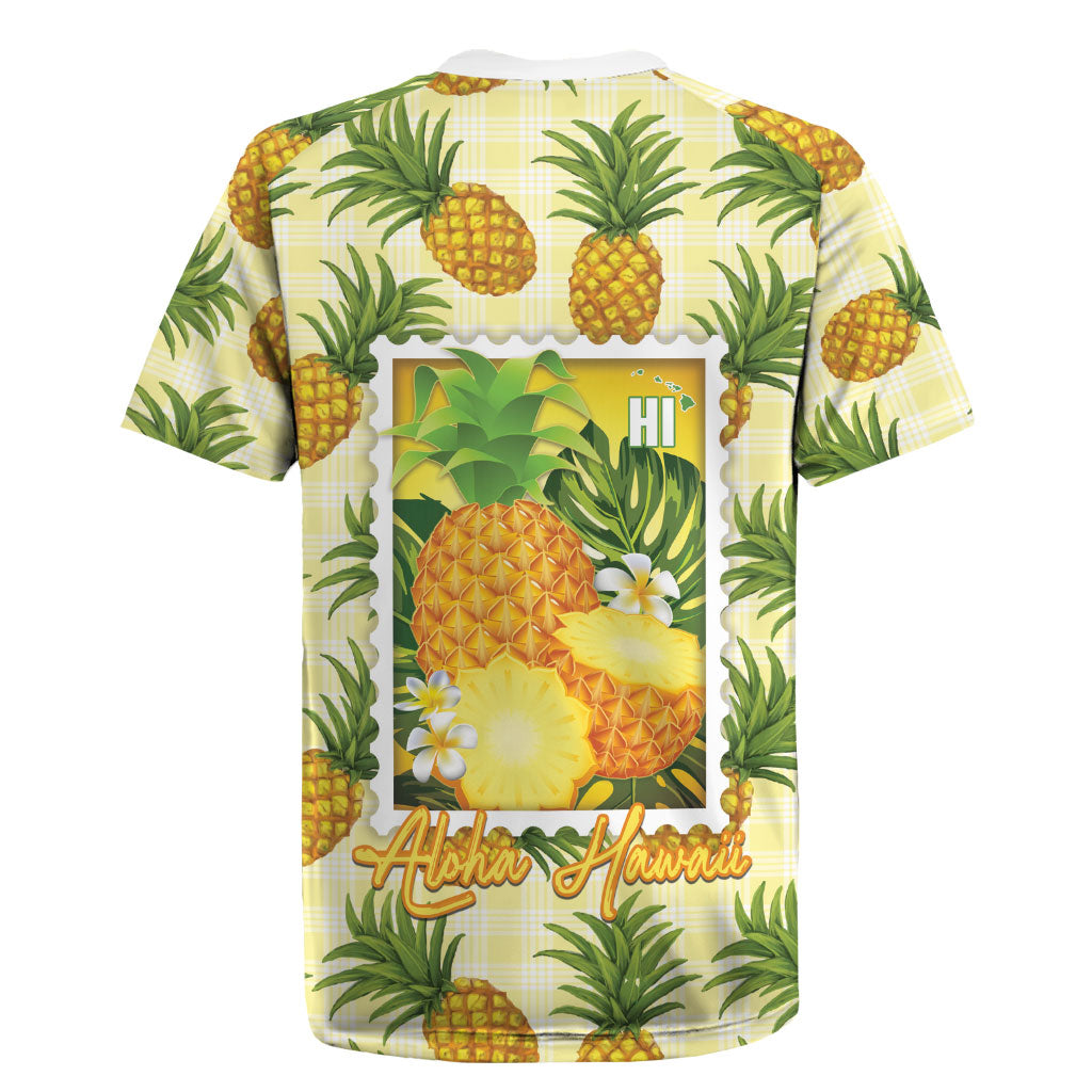 Aloha Hawaii Hala Kahiki Palaka Motifs Rugby Jersey Hawaiian Pineapple Stylized Stamp LT14 - Polynesian Pride