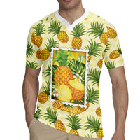 Aloha Hawaii Hala Kahiki Palaka Motifs Rugby Jersey Hawaiian Pineapple Stylized Stamp LT14 - Polynesian Pride